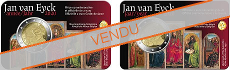 Duo Commémorative 2 euros Belgique 2020 BU Coincards Version Française et Flamande - Année Jan van Eyck