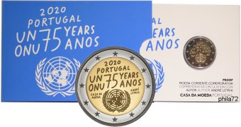 Commémorative 2 euros Portugal 2020 BE - 75 ans ONU