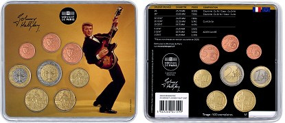 Coffret série monnaies euro France miniset 2020 BU - Johnny Hallyday Guitare Vintage