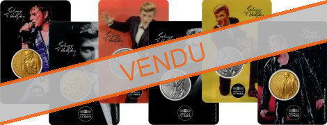 Lot des 6 Blisters Johnny Hallyday Médaille 2020 Monnaie de Paris - Chant, Jabot, Smoking, Mystique, Genoux et Pluie