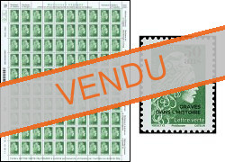 Feuille de 100 timbres Marianne l'engagée 2020 - TVP lettre verte surchargé 50 ans gravés dans l'histoire
