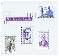 Charles de Gaulle 2020 - bloc de 4 timbres à 5.00 €