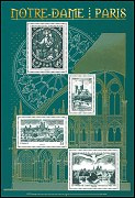 Bloc doré feuillet Notre Dame de Paris 2020 - bloc de 4 timbres