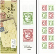 Carnet Cérès de Bordeaux 1870 salon d'automne 2020 - 14 timbres non-dentelés