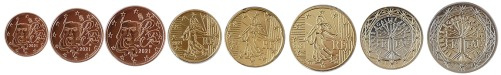 Série complète pièces 1 cent à 2 euros France année 2015 BU (issue du coffret)