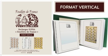 Feuilles neutres SUPRA pour Feuillets de France en format vertical avec pochettes - paquet de 10 feuilles