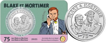 Commémorative 5 euros Belgique 2021 BU Coincard version normale - 75 ans de Blake & Mortimer
