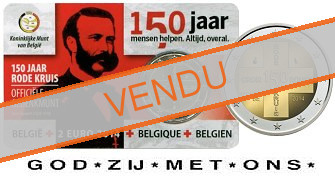 Commémorative 2 euros Belgique 2014 BU Coincard Croix rouge -  Rare pièce fautée Tranche Néerlandaise 