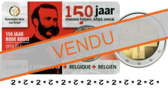Commémorative 2 euros Belgique 2014 BU Coincard Croix rouge -  Rare pièce fautée Tranche Italienne