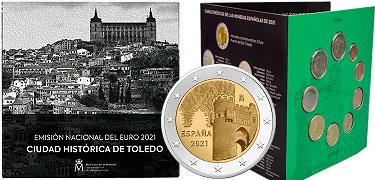 Coffret série monnaies euro Espagne 2021 BU - Vieille Ville de Tolède