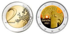 Commémorative 2 euros Espagne 2021 UNC en COULEUR type A - Vieille Ville de Tolède