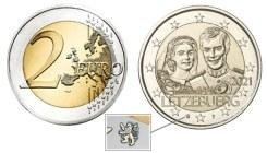 Commémorative 2 euros Luxembourg 2021 UNC - Mariage du Grand Duc Henri - Version Classique