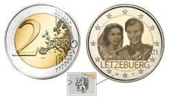 Commémorative 2 euros Luxembourg 2021 UNC - Mariage du Grand Duc Henri - Version HOLOGRAMME