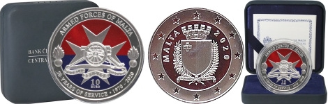 Commémorative 10 euros Argent Malte 2020 Belle Epreuve - 50 ans Forces Armées