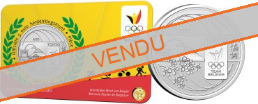 Commémorative 5 euros Belgique 2020 BU version relief en Coincard - JO de Tokyo
