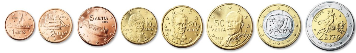 Série complète pièces 1 cent à 2 euros Grèce année 2022 BU (issue du coffret)
