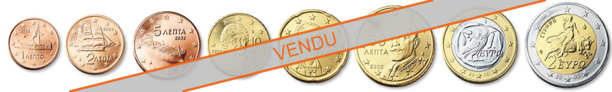 Série complète pièces 1 cent à 2 euros Grèce année 2020 BU (issue du coffret)