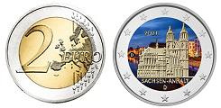 Commémorative 2 euros Allemagne 2021 UNC en couleur type B - Cathédrale de Sachsen-Anhalt