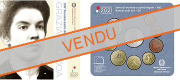 Coffret série monnaies euro Italie 2021 BU - 150 ans de la naissance de Grazia Deledda