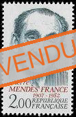Variété Pierre Mendès France - 2.00f bleu + 1 normal