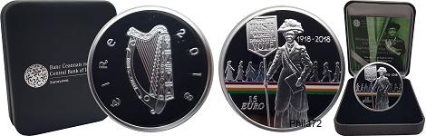 Commémorative 15 euros Argent Irlande 2018 Belle Epreuve - Droit de Vote des Femmes