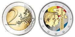 Commémorative 2 euros Belgique 2021 UNC en couleur type A - Union Economique