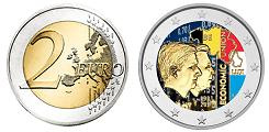 Commémorative 2 euros Belgique 2021 UNC en couleur type B - Union Economique