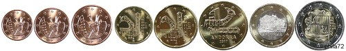 Série complète pièces 1 cent à 2 euros Andorre année 2021 BU (issue du coffret)