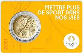 Commémorative 2 euros France 2021 BU Marianne JO Paris 2024 - Blister JAUNE