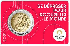 Commémorative 2 euros France 2021 BU Marianne JO Paris 2024 - Blister ROUGE