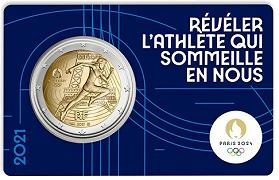 Commémorative 2 euros France 2021 BU Marianne JO Paris 2024 - Blister BLEU