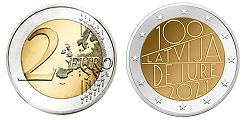 Commémorative 2 euros Lettonie 2021 UNC - 100 Ans de Jure