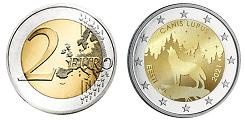 Commémorative 2 euros Estonie 2021 UNC - Le Loup