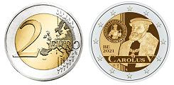 Commémorative 2 euros Belgique 2021 UNC - Règne de Charles V