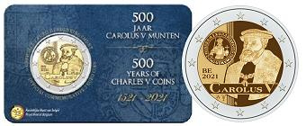 Commémorative 2 euros Belgique 2021 BU Coincard Flamande - Règne de Charles V