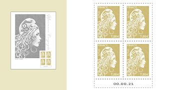 Affiche Numérotée Marianne l'engagée 2021 - bloc de 4 timbres