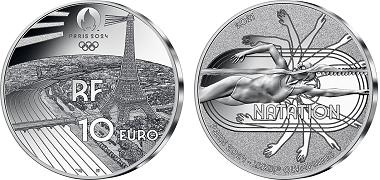 Commémorative 10 euros Argent Sport Natation France 2021 BE - Monnaie de Paris