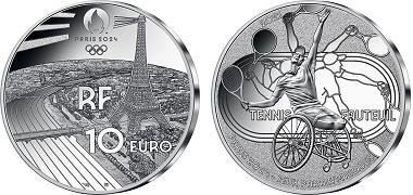 Commémorative 10 euros Argent Sport Tennis Fauteuil France 2021 BE - Monnaie de Paris