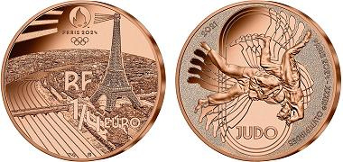Paris JO 2024 1/4 euro Cuivre France 2021 UNC - Sport Judo