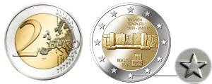 Commémorative 2 euros Malte 2021 UNC - Temples de Tarxien - (issue du rouleau sans atelier F)