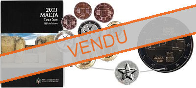 Coffret série monnaies euro Malte 2021 BU Temples de Tarxien - 9 pièces avec lettre atelier F