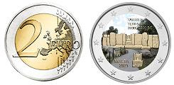 Commémorative 2 euros Malte 2021 UNC en Couleur type B - Temples de Tarxien