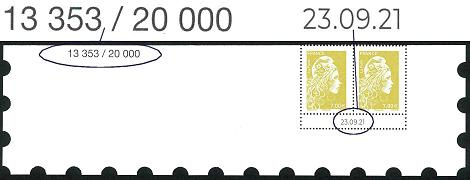 Paire Marianne l'Engagée 2021 - 7.00€ bistre-jaune provenant du bloc datée et numérotée