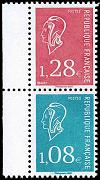 Paire Verticale timbres Marianne de Béquet 2021 - petit format 1.28€ et 1.08€ multicolore provenant du carnet