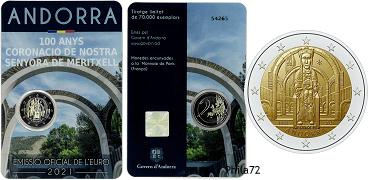 Commémorative 2 euros Andorre 2021 BU - Couronnement de Notre-Dame de Meritxell