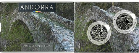 Lot 2 x 1,25 euros Andorre 2021 - Pont de la Margineda & Narcisse des poètes