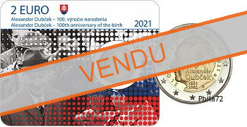 Commémorative 2 euros Slovaquie 2021 BU Coincard - 100 ans Alexander Dubcek
