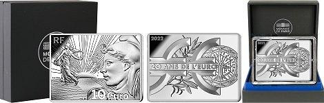 Commémorative 10 euros Argent Semeuse 20 ans de l'Euro 2022 BE - Monnaie de Paris