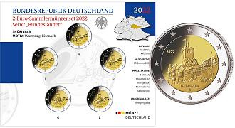 Commémorative 2 euros Allemagne 2022 BU Coincard - Château de Wartburg - 5 ateliers