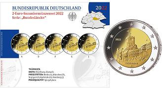Commémorative 2 euros Allemagne 2022 BE Coincard - Château de Wartburg - 5 ateliers (en prévente)